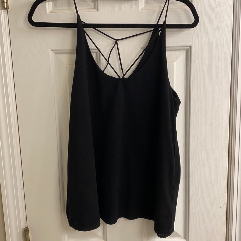 Black criss cross suede top